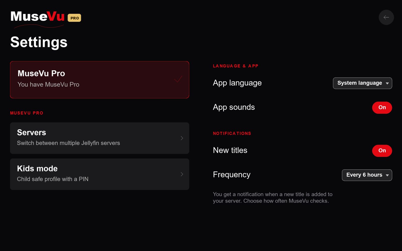 MuseVu Pro. Your Pro settings in one place